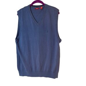 IZOD Mens Blue 100% Cotton V-Neck Sweater Vest Size Large 45FS522423